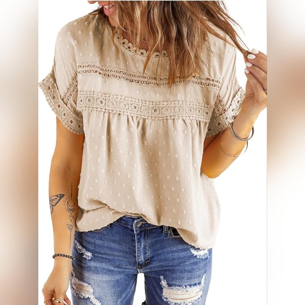 Womens lace crochet chiffon blouse size Small